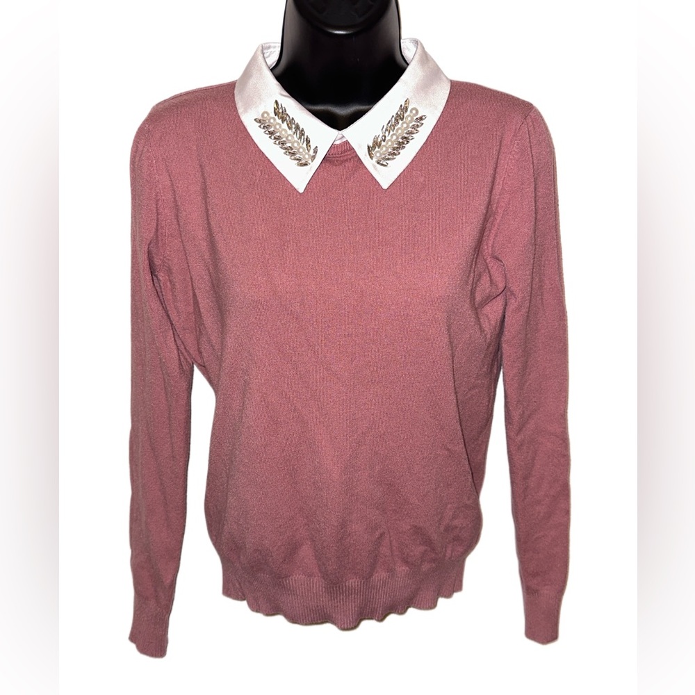Milano Long-sleeve Embellished Collar Sweater - Picture 1 of 5